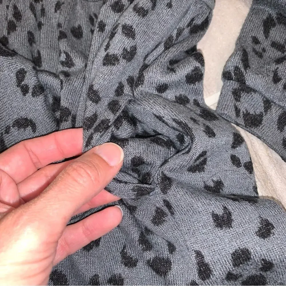 GAP Charcoal Black Leopard Print Long Sleeve Dress